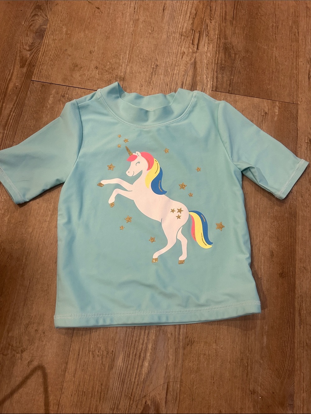 Girls Carters Light Blue Unicorn Swim Top